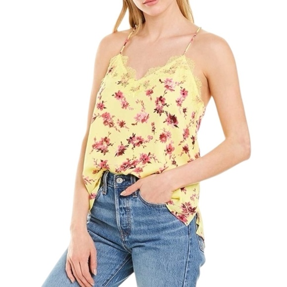 Cami NYC Tops - CAMI NYC Racer Camisole Silk Hibiscus Yellow and Purple Size Small- NWT